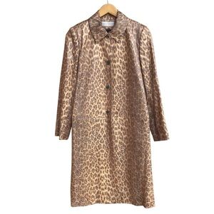 Darby Scott Leopard Print Mid Length Overcoat Jacket Women’s Size 2